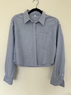 GU Light Blue Cropped Button-Up Shirt